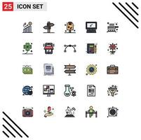 Filled line Flat Color Pack of 25 Universal Symbols of cook imac ice device computer Editable Vector Design Elements