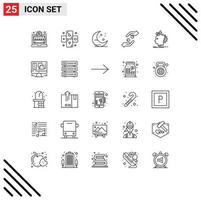 Universal Icon Symbols Group of 25 Modern Lines of imagine imagination moon shahada hands Editable Vector Design Elements