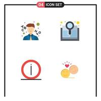 Set of 4 Commercial Flat Icons pack for learn help book search information Editable Vector Design Elements