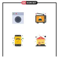 4 User Interface Flat Icon Pack of modern Signs and Symbols of collection marketing machine advertisement online cab booking Editable Vector Design Elements