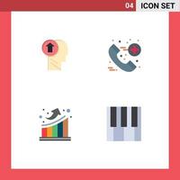 Pack of 4 Modern Flat Icons Signs and Symbols for Web Print Media such as arrow graph knowledge call statistics Editable Vector Design Elements