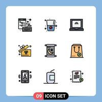 grupo de 9 colores planos de línea de relleno modernos establecidos para elementos de diseño vectorial editables de e check touch sagrado ramadán vector