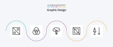 paquete de iconos de la línea de diseño 5 que incluye . lápiz. clasificar. alfabético vector