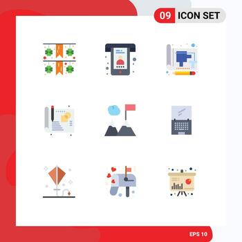 Modern Set of 9 Flat Colors and symbols such as mountains business document sketch creative Editable Vector Design Elements