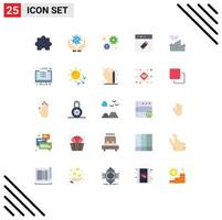 Mobile Interface Flat Color Set of 25 Pictograms of computer landscape gear industry mac Editable Vector Design Elements