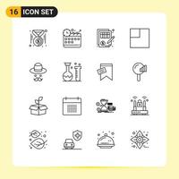 Set of 16 Modern UI Icons Symbols Signs for fathers brim balance avatar layout Editable Vector Design Elements