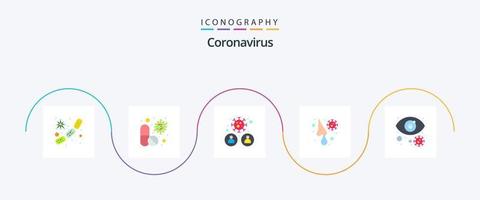 paquete de iconos de coronavirus flat 5 que incluye líquido. frío. médico. virus. gente vector