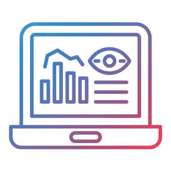 icono de gradiente de línea de software de monitoreo vector