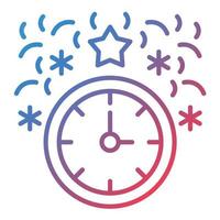 icono de gradiente de línea de reloj de año nuevo vector