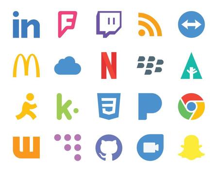 20 Social Media Icon Pack Including github wattpad blackberry chrome css vector