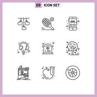 Pack of 9 creative Outlines of medical puzzle app line education Editable Vector Design Elements