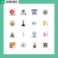 Set of 16 Modern UI Icons Symbols Signs for wheel helm setting file web Editable Pack of Creative Vector Design Elements