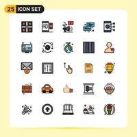 Pictogram Set of 25 Simple Filled line Flat Colors of message conversation message communication marketing Editable Vector Design Elements