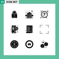 paquete de iconos de vector de stock de 9 signos y símbolos de línea para el amante de la auditoría pedir elementos de diseño de vector editables de aplicación de amor