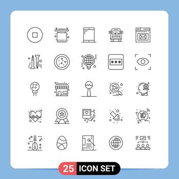 Line Pack of 25 Universal Symbols of web mail phone inbox education Editable Vector Design Elements