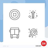 Editable Vector Line Pack of 4 Simple Filledline Flat Colors of basic vehicle arrow automobile cooking Editable Vector Design Elements