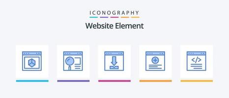 Website Element Blue 5 Icon Pack Including website. browser. search. loading. download. Creative Icons Design vector