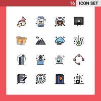 Modern Set of 16 Flat Color Filled Lines Pictograph of net court casual basketball sale Editable Creative Vector Design Elements