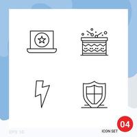 Pictogram Set of 4 Simple Filledline Flat Colors of award basic star announcement internet Editable Vector Design Elements