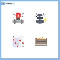 4 User Interface Flat Icon Pack of modern Signs and Symbols of manometer cards water spa game Editable Vector Design Elements