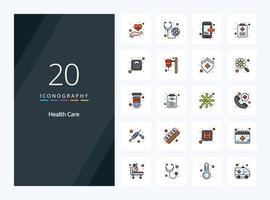 20 Health Care line Filled icon for presentation vector