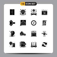 16 Universal Solid Glyph Signs Symbols of film monday control cyber calendar Editable Vector Design Elements