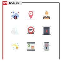 Group of 9 Modern Flat Colors Set for pin location labour film lab Editable Vector Design Elements