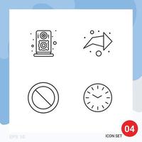 4 Line concept for Websites Mobile and Apps audio time arrow ban cleaning Editable Vector Design Elements