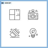 Set of 4 Commercial Filledline Flat Colors pack for architecture back to school map communication erase Editable Vector Design Elements