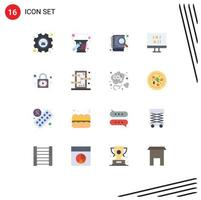 Modern Set of 16 Flat Colors Pictograph of magic secure search lock sync Editable Pack of Creative Vector Design Elements