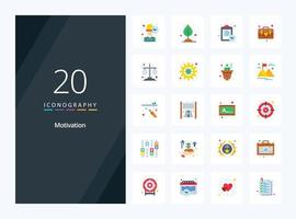 20 Motivation Flat Color icon for presentation vector