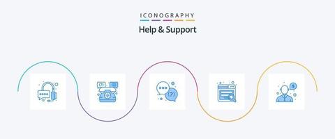 Help And Support Blue 5 Icon Pack Including support. money. question. help. seo vector