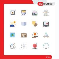 16 Universal Flat Color Signs Symbols of help research radio information analysis Editable Pack of Creative Vector Design Elements