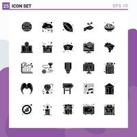 Modern Set of 25 Solid Glyphs and symbols such as money finance canada donation growth Editable Vector Design Elements