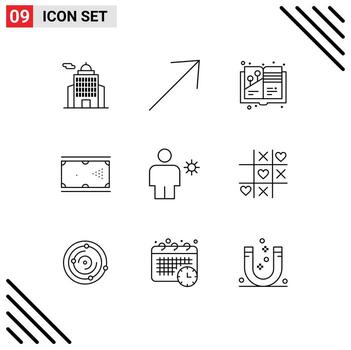 Editable Vector Line Pack of 9 Simple Outlines of body pool design pocket cue Editable Vector Design Elements