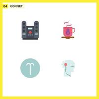 4 Universal Flat Icons Set for Web and Mobile Applications cinema symbolism stage hot analytics Editable Vector Design Elements