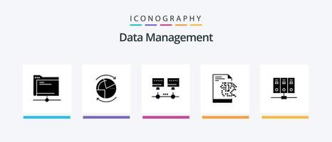 Data Management Glyph 5 Icon Pack Including file . server. database . network .. Creative Icons Design vector