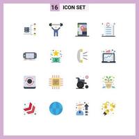 Set of 16 Vector Flat Colors on Grid for gaming device gps console document Editable Pack of Creative Vector Design Elements