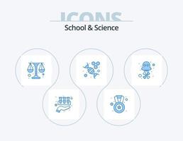 escuela y ciencia icono azul paquete 5 diseño de iconos. muerte. molécula medicamento. ciencia. adn vector