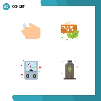 Mobile Interface Flat Icon Set of 4 Pictograms of cleaning ampere wash newsletter voltmeter Editable Vector Design Elements