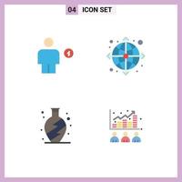 Modern Set of 4 Flat Icons and symbols such as avatar home energy globe vase Editable Vector Design Elements