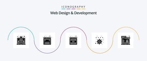 Web Design And Development Glyph 5 Icon Pack Including browser. preference. web. favorite. online vector