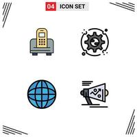 Set of 4 Modern UI Icons Symbols Signs for device internet hardware setup marketing Editable Vector Design Elements