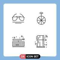 4 iconos creativos signos y símbolos modernos de galsses teclado primavera circo nevera elementos de diseño vectorial editables vector