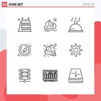 User Interface Pack of 9 Basic Outlines of food circle melting research biology Editable Vector Design Elements