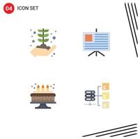 4 Thematic Vector Flat Icons and Editable Symbols of business candle growth presentation server Editable Vector Design Elements