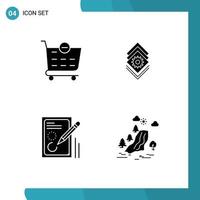 Universal Solid Glyph Signs Symbols of checkout document gear server drawing Editable Vector Design Elements