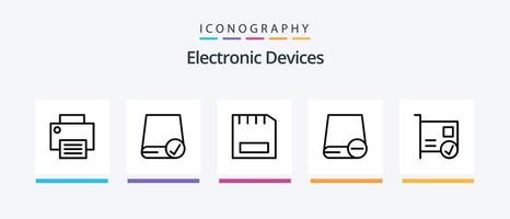 paquete de iconos de la línea 5 de dispositivos que incluye dispositivos. tarjeta. flexible. artilugio. dispositivos. diseño de iconos creativos vector