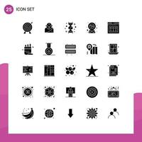 Modern Set of 25 Solid Glyphs and symbols such as internet pin chromosome carnival genome Editable Vector Design Elements