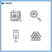 Set of 4 Modern UI Icons Symbols Signs for analysis devices online evaluation find products Editable Vector Design Elements